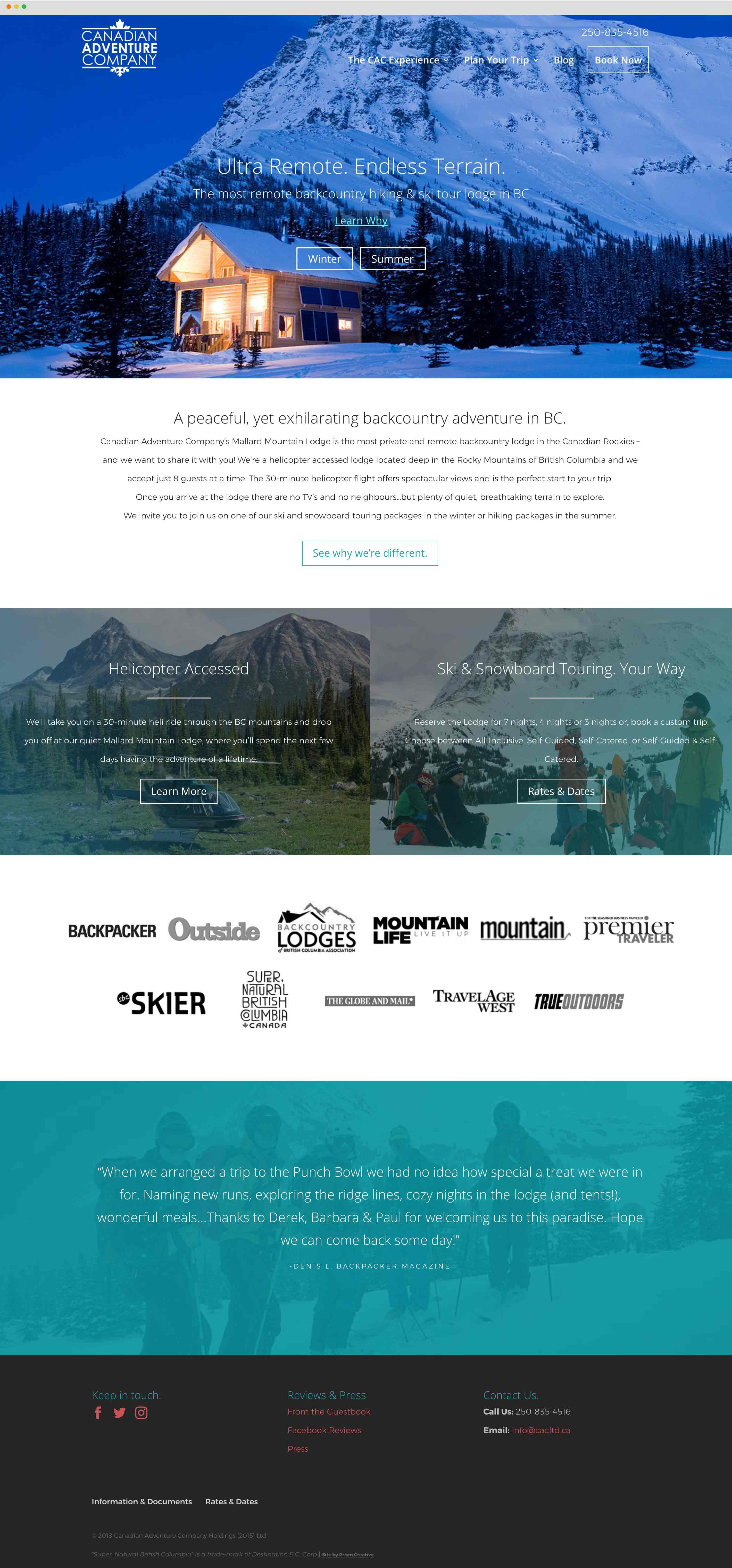 Backcountry Lodge Web - Whistler Web Design